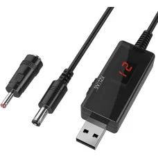 Кабель для роутера 9v/12v (USB -DC 5.5х2.1mm) + перехідник 3.5mm 1 м чорний