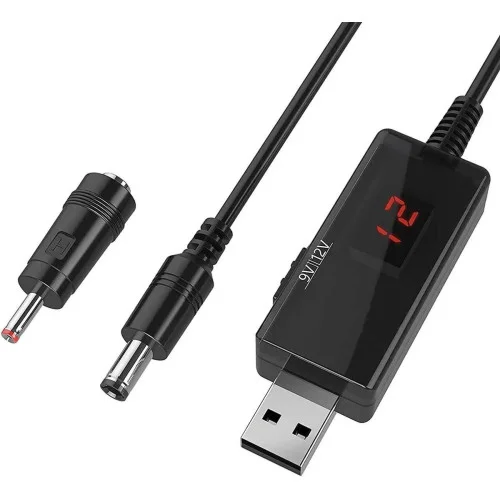 Кабель для роутера 9v/12v (USB -DC 5.5х2.1mm) + переходник 3.5mm 1 м чорный