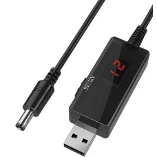 Кабель для роутера 9v/12v (USB -DC 5.5х2.1mm) 1 м чорний