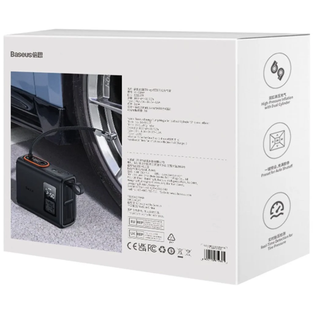 Портативний Компресор для автомобіля Baseus CRNL060001 Mega EnergyPump Series Dual Cylinder Wireless