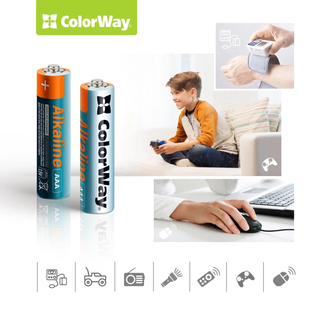 Батарейки СolorWay Alkaline Power лужні AAA (40 шт.) colour box (CW-BALR03-40CB)