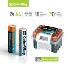 Батарейки ColorWay Alkaline Power лужні AA 24 шт plastic box (CW-BALR06-24PB)