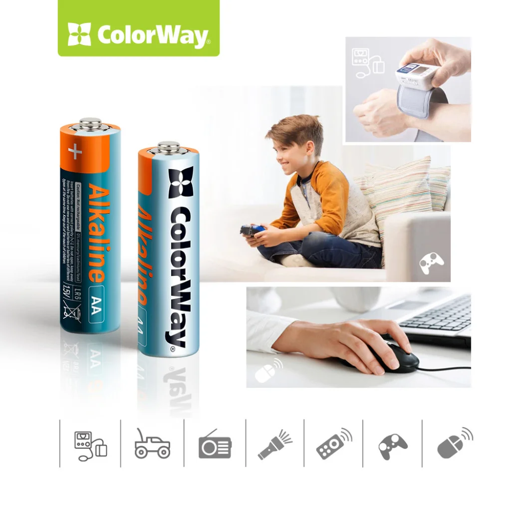 Батарейки СolorWay Alkaline Power лужні AA (40 шт.) colour box (CW-BALR06-40CB)