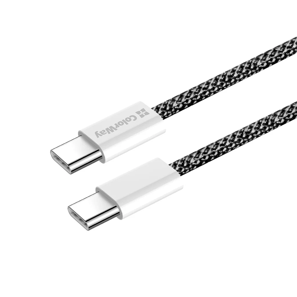 Кабель Colorway Type-C - Type-C (braided cotton) (PD Fast Charging 60W) 3.0А 1м чорний (CW-CBPDCC061-BK)