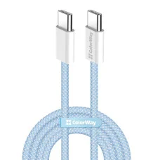 Кабель Colorway Type-C - Type-C (braided cotton) (PD Fast Charging 60W) 3.0А 1м синій (CW-CBPDCC061-BL)