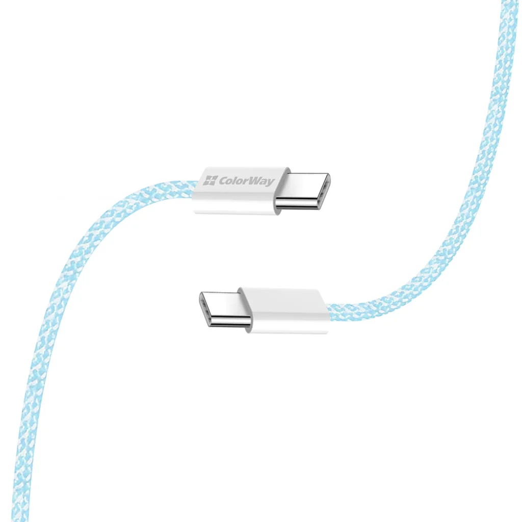 Кабель Colorway Type-C - Type-C (braided cotton) (PD Fast Charging 60W) 3.0А 1м синій (CW-CBPDCC061-BL)