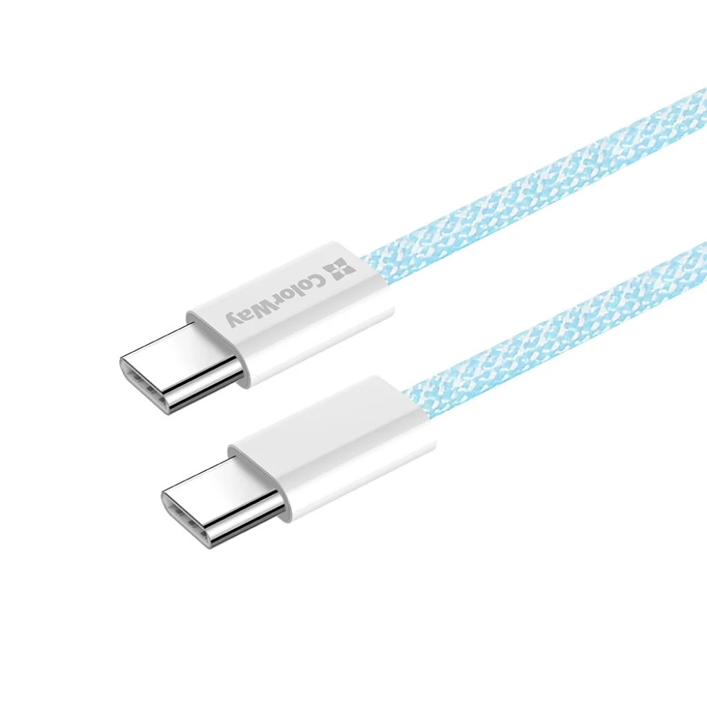 Кабель Colorway Type-C - Type-C (braided cotton) (PD Fast Charging 60W) 3.0А 1м синій (CW-CBPDCC061-BL)