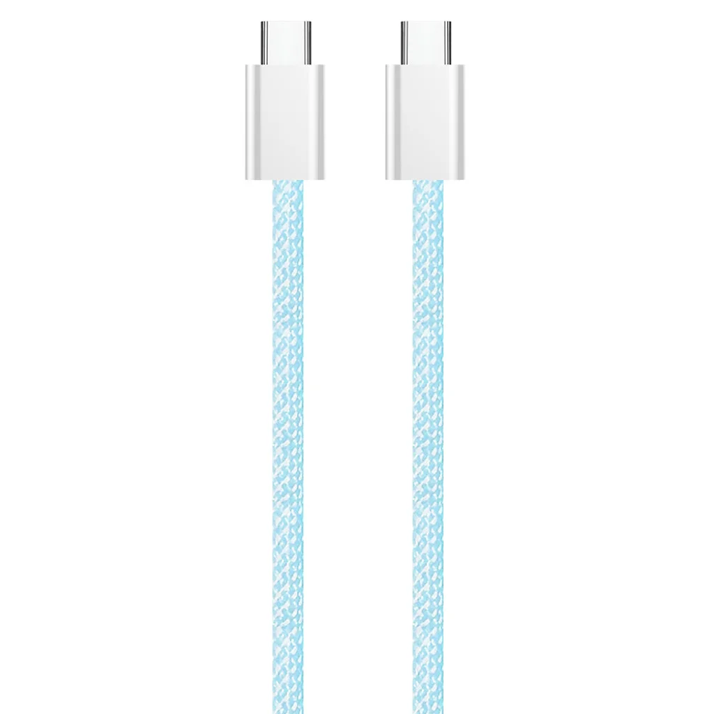 Кабель Colorway Type-C - Type-C (braided cotton) (PD Fast Charging 60W) 3.0А 1м синій (CW-CBPDCC061-BL)