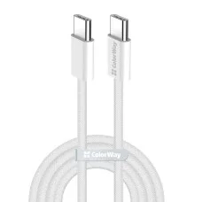Кабель Colorway Type-C - Type-C (braided cotton) (PD Fast Charging 60W) 3.0А 1м сірий (CW-CBPDCC061-GR)