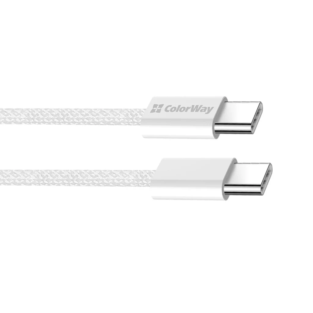 Кабель Colorway Type-C - Type-C (braided cotton) (PD Fast Charging 60W) 3.0А 1м сірий (CW-CBPDCC061-GR)