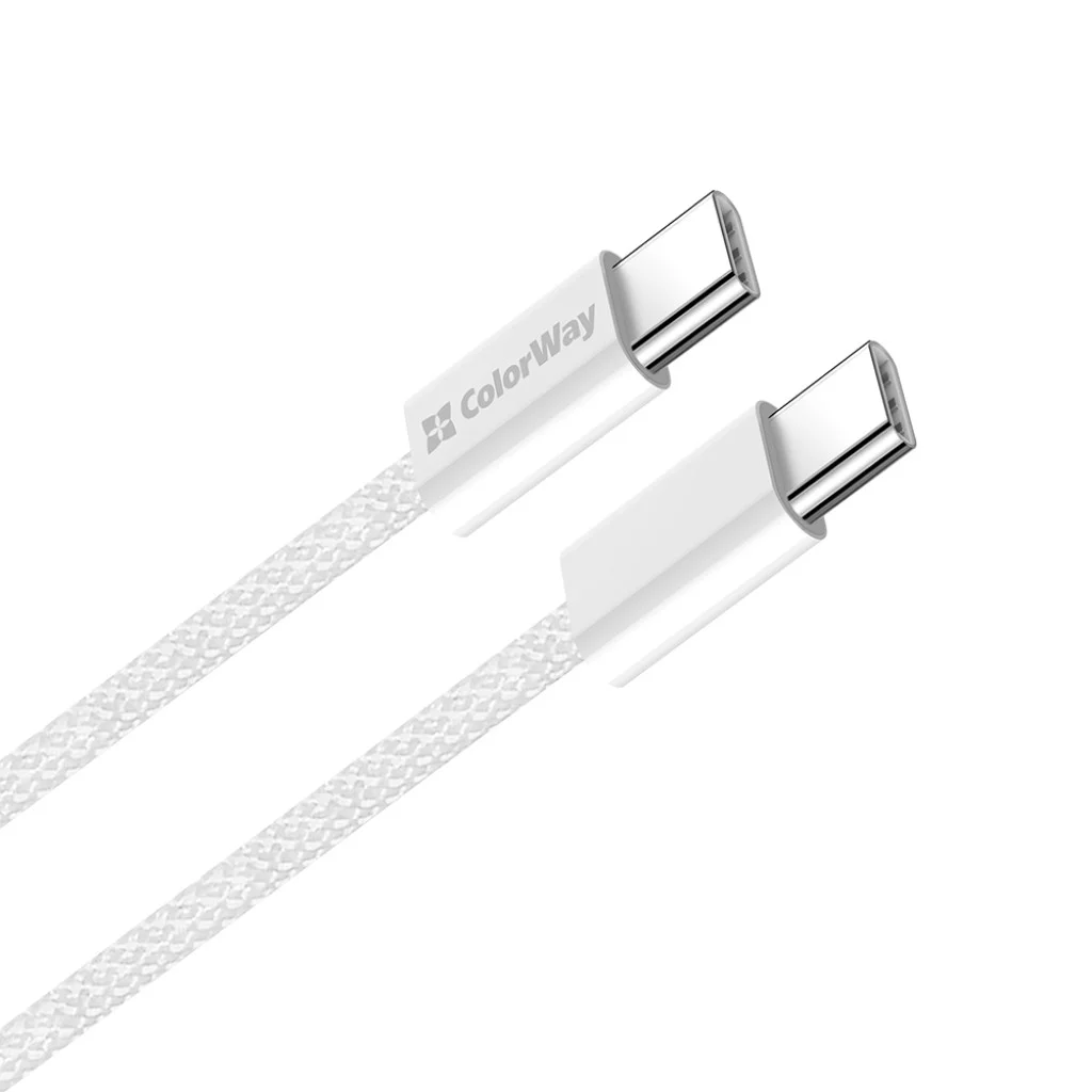 Кабель Colorway Type-C - Type-C (braided cotton) (PD Fast Charging 60W) 3.0А 1м сірий (CW-CBPDCC061-GR)