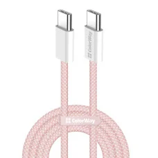 Кабель Colorway Type-C - Type-C (braided cotton) (PD Fast Charging 60W) 3.0А 1м рожевий (CW-CBPDCC061-P)