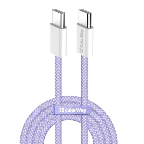 Кабель Colorway Type-C - Type-C (braided cotton) (PD Fast Charging 60W) 3.0А 1м ..