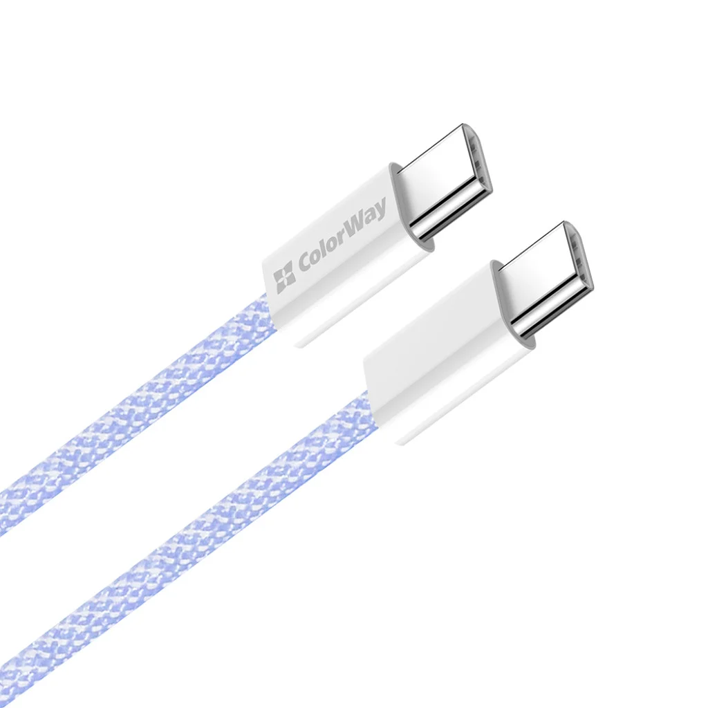 Кабель Colorway Type-C - Type-C (braided cotton) (PD Fast Charging 60W) 3.0А 1м фіолетовий (CW-CBPDCC061-PU)