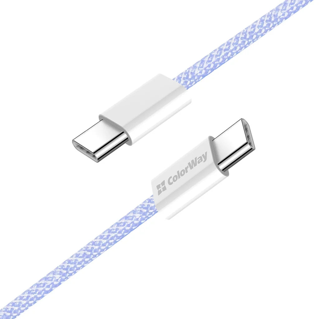 Кабель Colorway Type-C - Type-C (braided cotton) (PD Fast Charging 60W) 3.0А 1м фіолетовий (CW-CBPDCC061-PU)