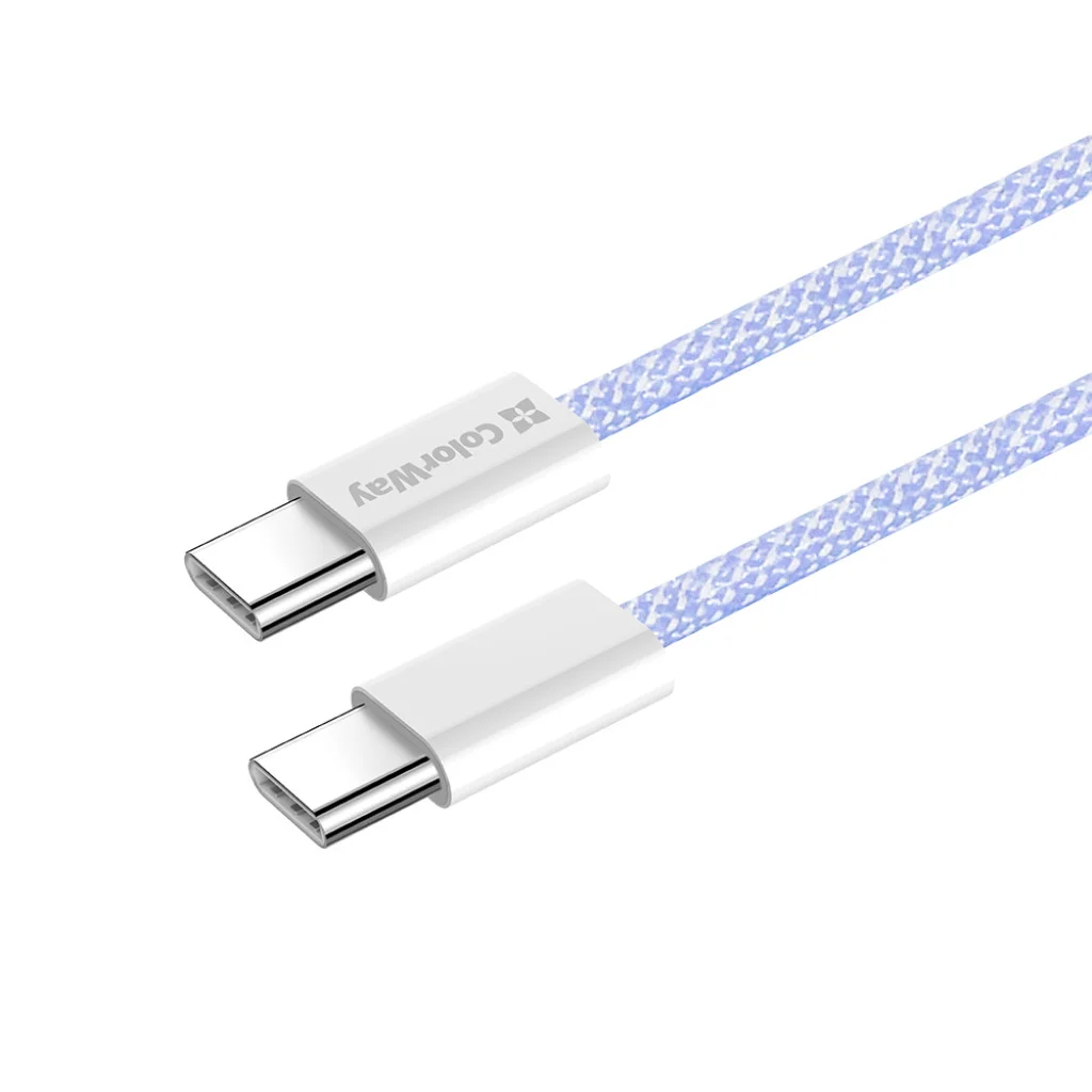 Кабель Colorway Type-C - Type-C (braided cotton) (PD Fast Charging 60W) 3.0А 1м фіолетовий (CW-CBPDCC061-PU)