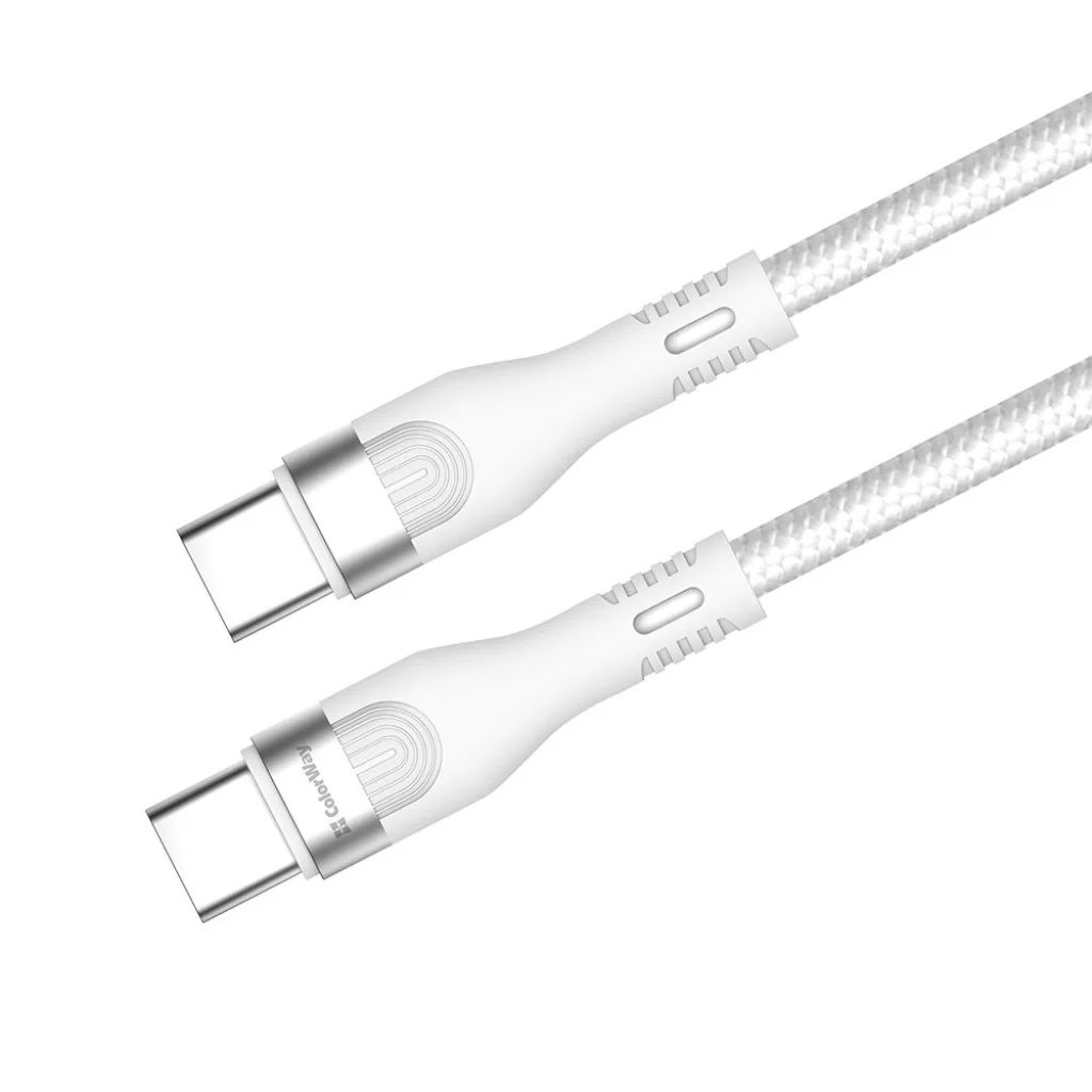 Кабель Colorway Colorway Type-C - Type-C (braided nylon) (PD 240W) 5.0А 1м білий (CW-CBPDCC065-WT)