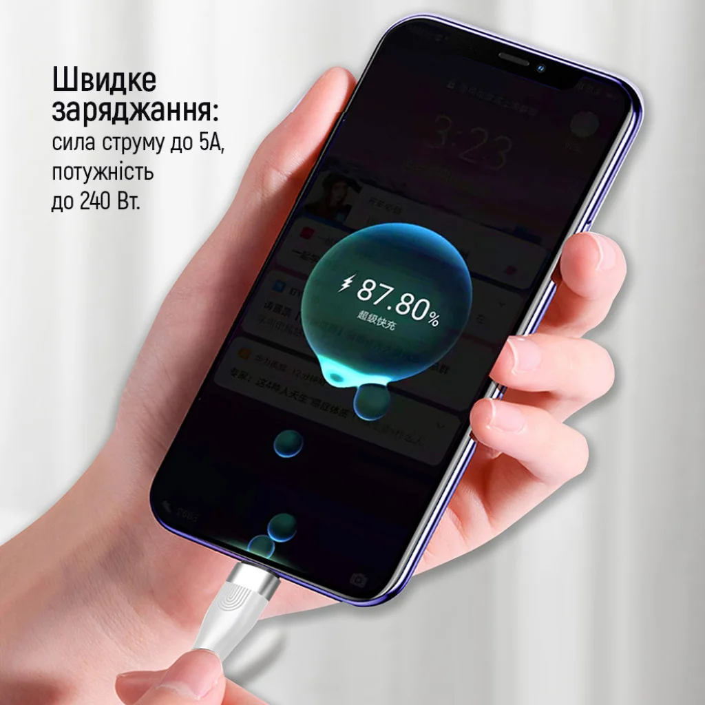 Кабель Colorway Colorway Type-C - Type-C (braided nylon) (PD 240W) 5.0А 1м білий (CW-CBPDCC065-WT)