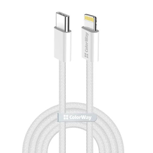 Кабель Colorway Colorway Type-C - Apple Lightning (braided cotton) (PD 27W) 1м с..