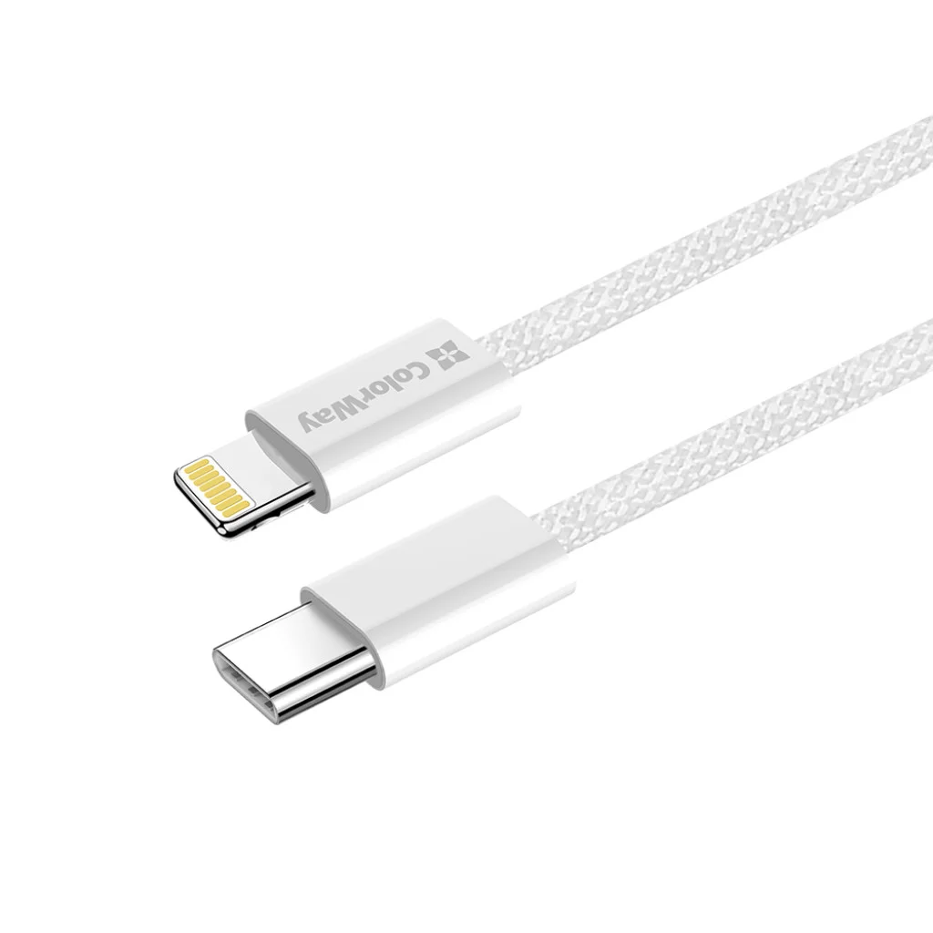 Кабель Colorway Colorway Type-C - Apple Lightning (braided cotton) (PD 27W) 1м сірий (CW-CBPDCL061-GR)