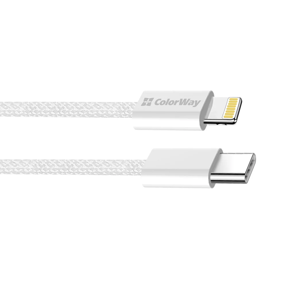 Кабель Colorway Colorway Type-C - Apple Lightning (braided cotton) (PD 27W) 1м сірий (CW-CBPDCL061-GR)