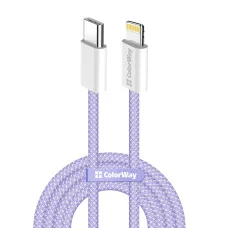 Кабель Colorway Type-C - Apple Lightning (braided cotton) (PD 27W) 1м фіолетовий (CW-CBPDCL061-PU)