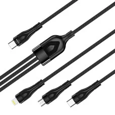 Кабель Colorway Type-C - 3в1 (Lightning+MicroUSB+Type-C) 3.0A (PD60W data) 1.2 чорний (CW-CBPDU3060-BK)