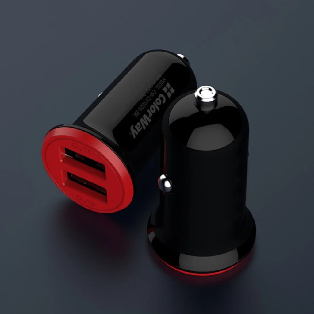 Автомобільний зарядний пристрій ColorWay 2USB AUTO ID 3.4 A (17W) Red/Black (CW-CHA026-BK)