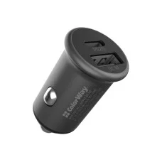 Автомобільний зарядний пристрій ColorWay 2 USB Type-C PD20W + USB QC 3.0) (38 W) Grey (CW-CHA029PD-GR)
