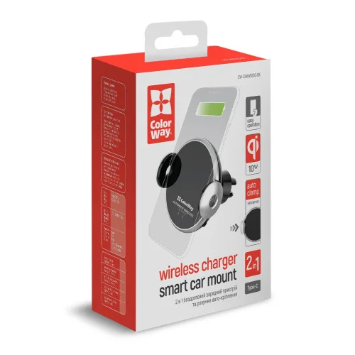 Автотримач для телефона ColorWay з бездротовою зарядкою AutoSense Car Wireless C..