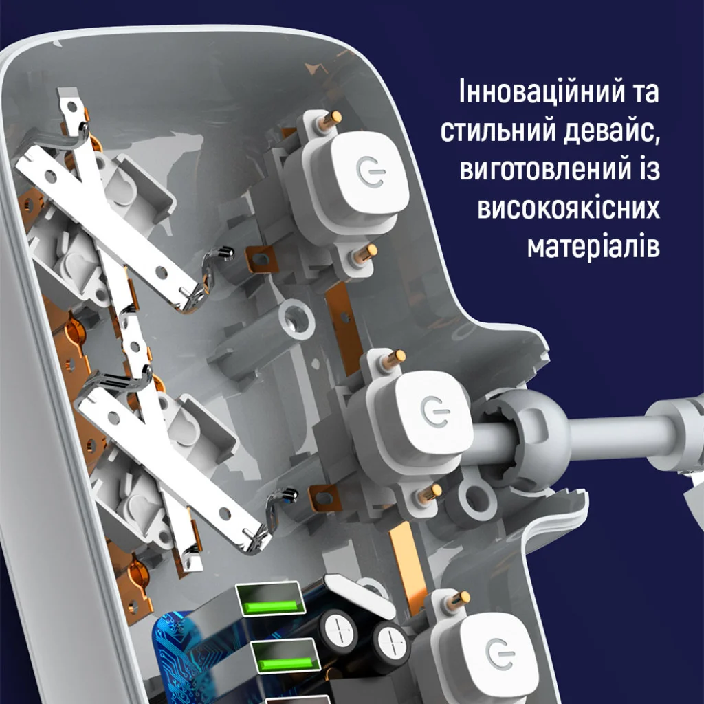 Мережевий фільтр-подовжувач СolorWay 2x220V/3xUSB-A/1xUSB-C (CW-CHE24PDW)