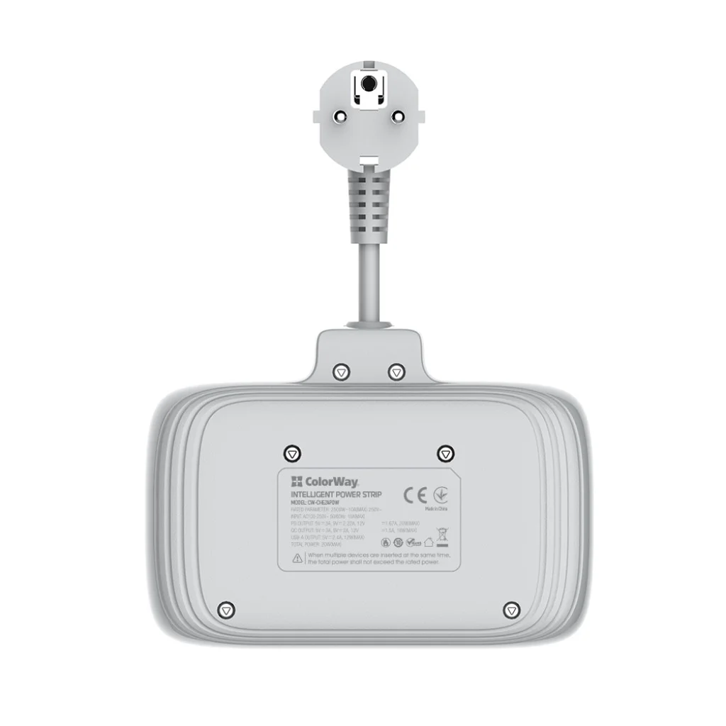 Мережевий фільтр-подовжувач СolorWay 2x220V/3xUSB-A/1xUSB-C (CW-CHE24PDW)