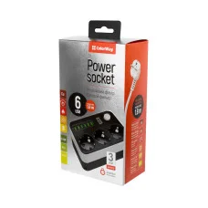 Мережевий фільтр-подовжувач СolorWay 3 розетки/6 USB Black (CW-CHE36B)