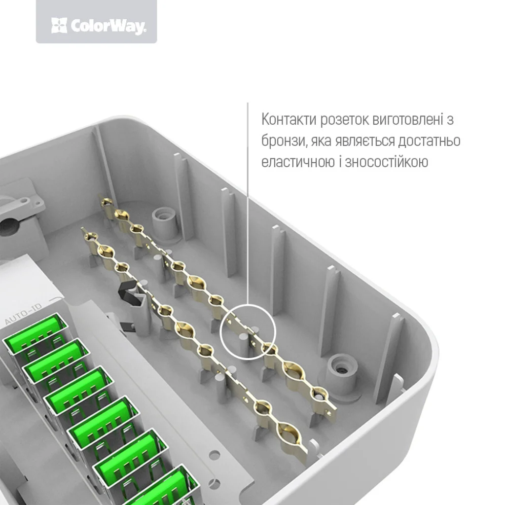 Мережевий фільтр-подовжувач СolorWay 3 розетки/6 USB Black (CW-CHE36B)