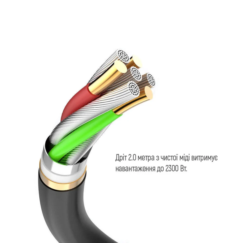 Мережевий фільтр-подовжувач СolorWay 4 розетки/3USB (2USB-A + 1 TYPE-C) (24W) Black 2M (CW-CHE432PDB)