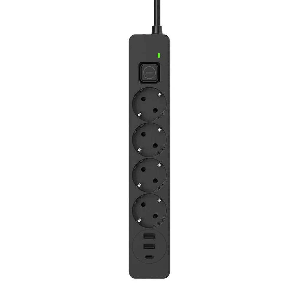 Мережевий фільтр-подовжувач СolorWay 4 розетки/3USB (2USB-A + 1 TYPE-C) (24W) Black 2M (CW-CHE432PDB)