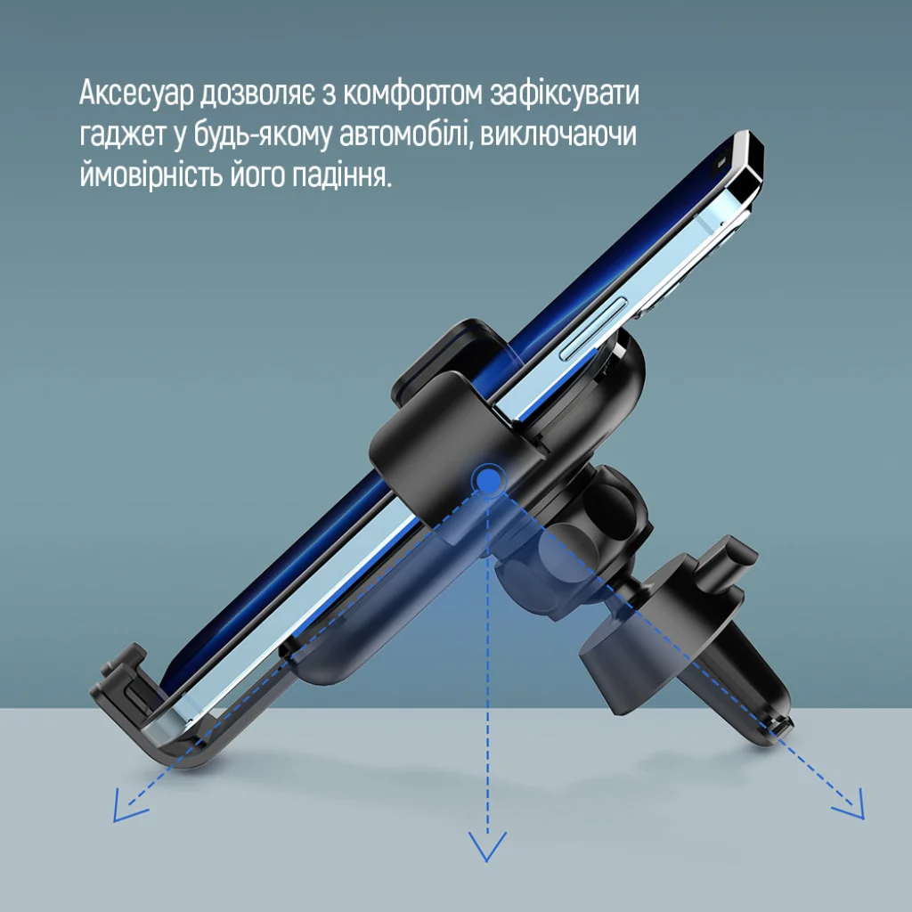 Автотримач для телефона ColorWay Metallic Gravity Holder 3 Black (CW-CHG14-BK)