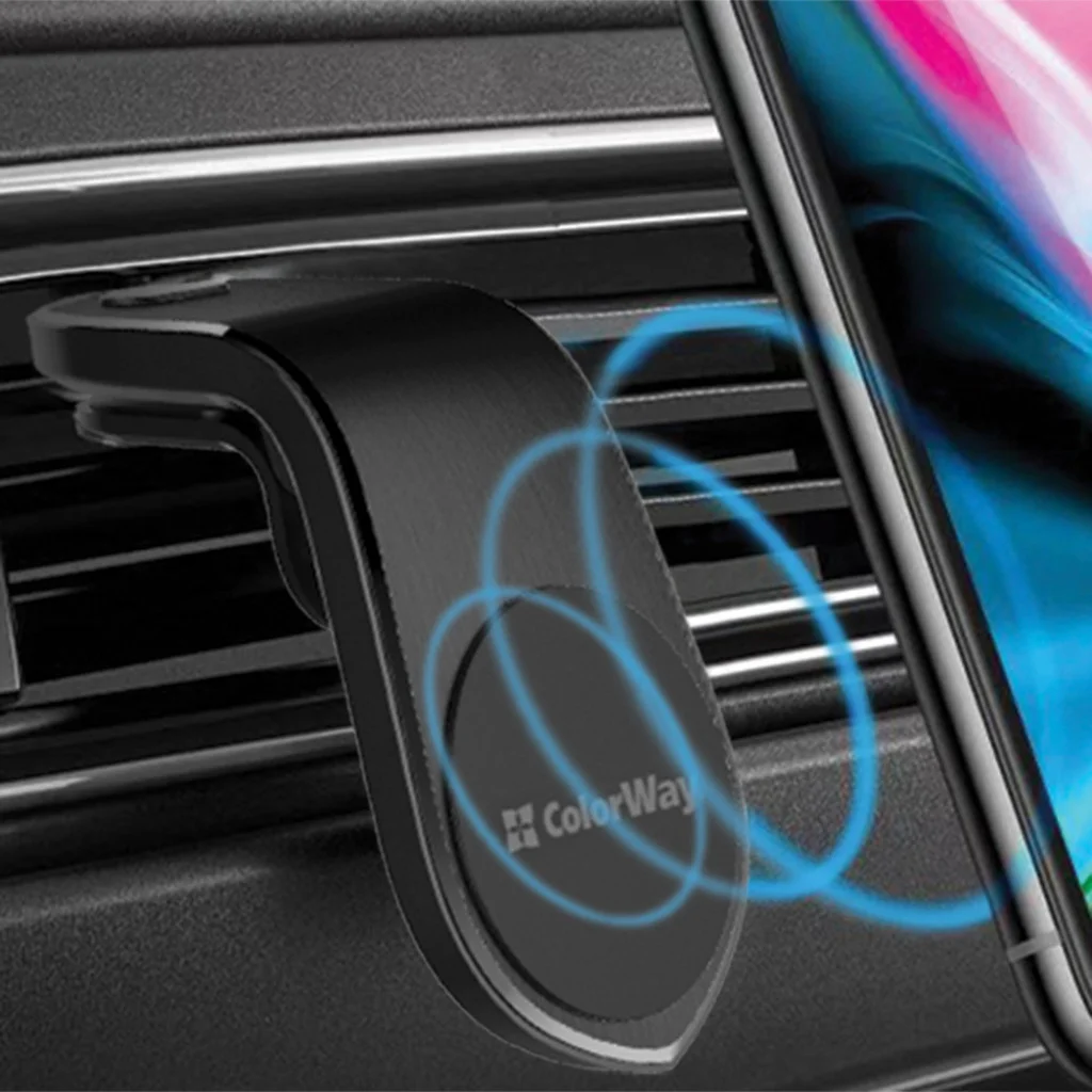 Автотримач магнітний для телефону ColorWay Metallic Air Vent-1 Black (CW-CHM04-BK)