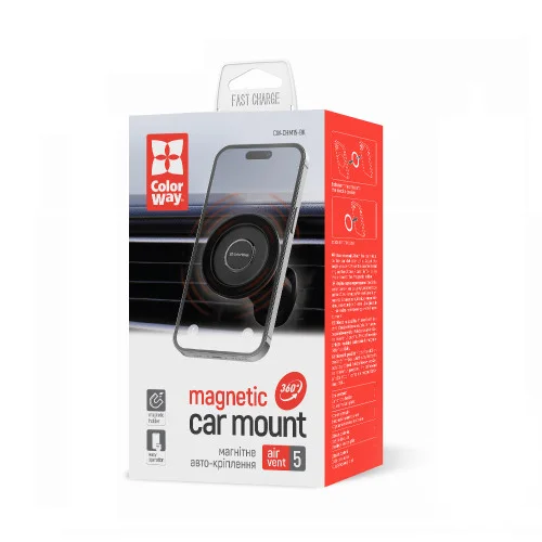 Автотримач для телефону ColorWay Air Vent-5 360° rotation Black (CW-CHM15-BK)
