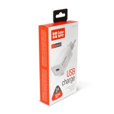 Мережевий зарядний пристрій ColorWay 1 USB AUTO ID 2 A (10 W) White (CW-CHS012-WT)