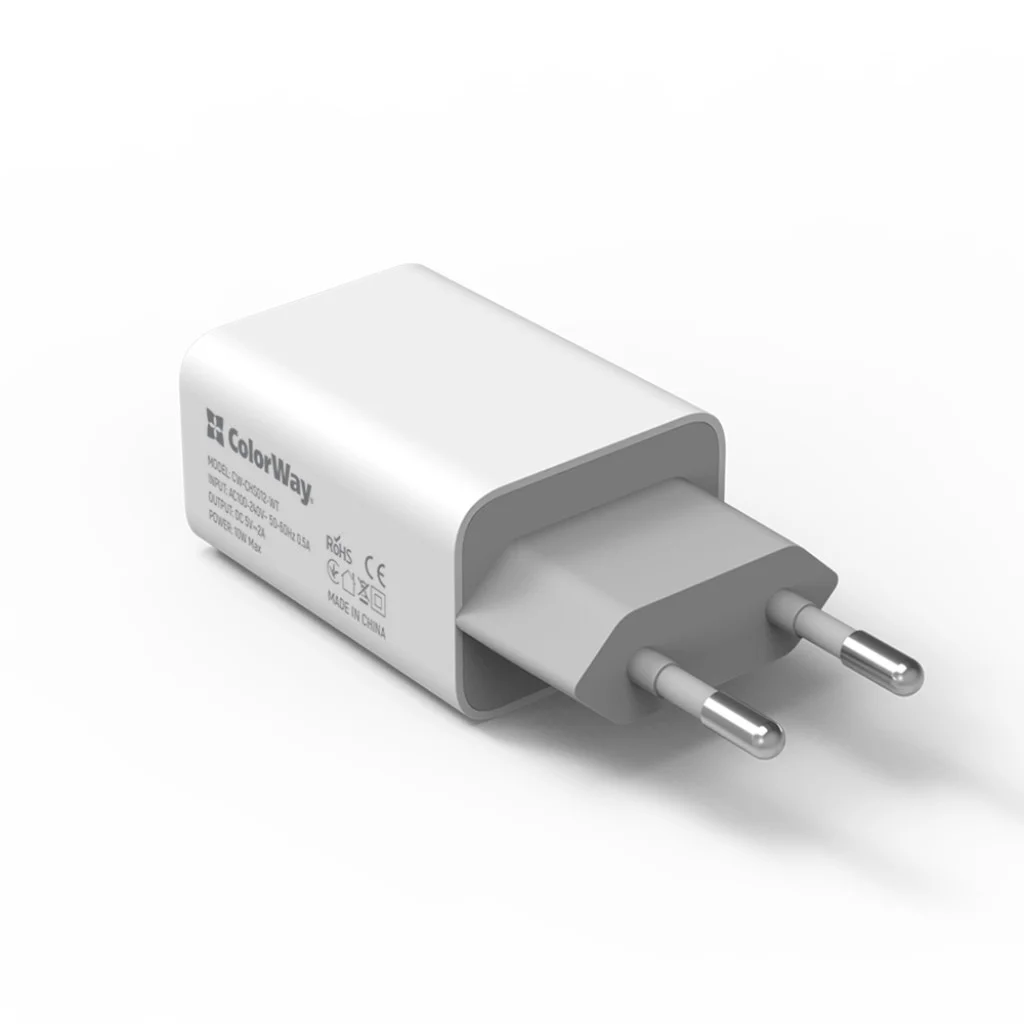 Мережевий зарядний пристрій ColorWay 1 USB AUTO ID 2 A (10 W) White (CW-CHS012-WT)