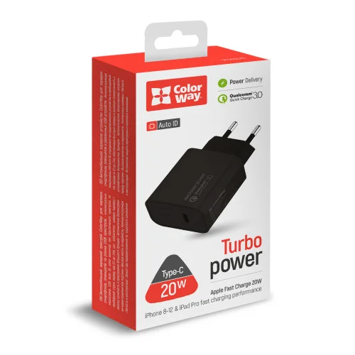 Мережевий зарядний пристрій ColorWay Power Delivery Port USB Type-C (20 W) V2 Bl..