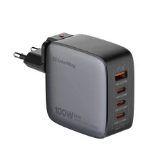 Мережевий зарядний пристрій ColorWay Power Delivery GaN (USB-A + 3USB TYPE-C) (100W) чорне (CW-CHS047PD-BK)