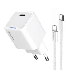 Мережевий зарядний пристрій ColorWay GaN Mini 35W PD Port PPS USB-C білий cable Type-C (CW-CHS056PDC-WT)