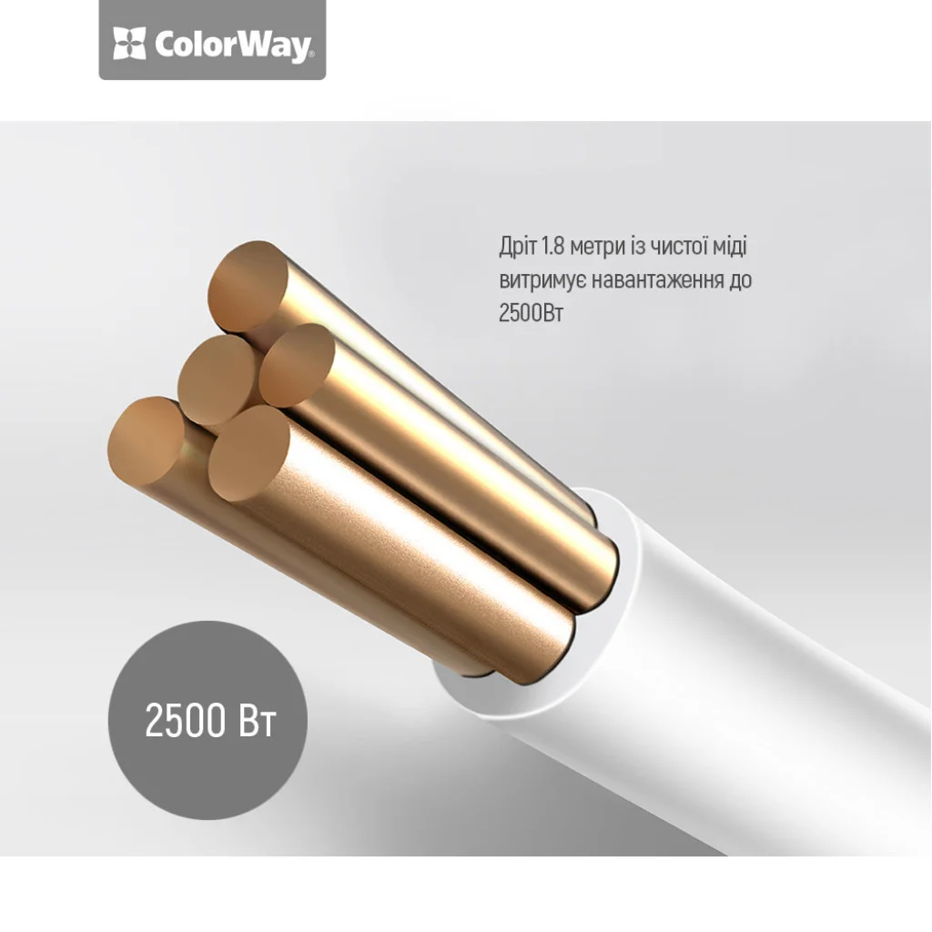 Мережевий подовжувач ColorWay 1.8 м 3 розетки + 3 x USB з вимикачем (CW-CHU33B)