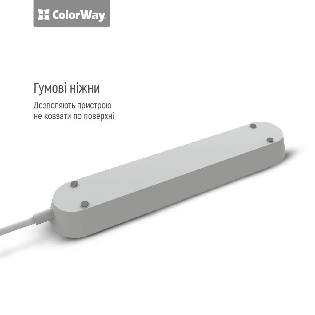 Мережевий подовжувач ColorWay 1.8 м 3 розетки + 3 x USB з вимикачем (CW-CHU33B)