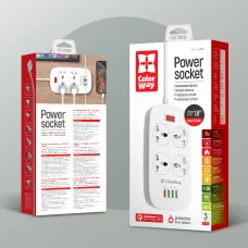 Мережевий фільтр-подовжувач СolorWay 4 розетки/4 USB White (CW-CHU44QW)