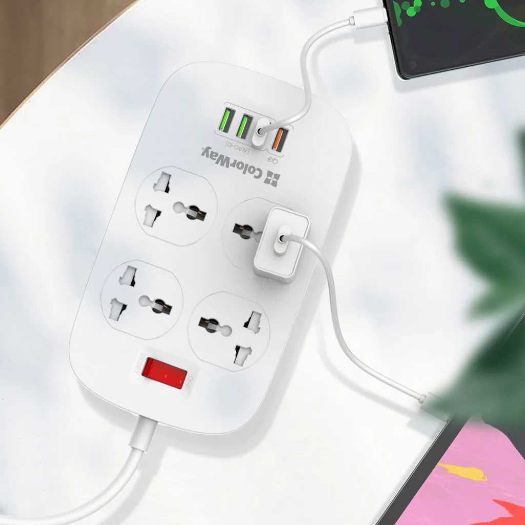 Мережевий фільтр-подовжувач СolorWay 4 розетки/4 USB White (CW-CHU44QW)