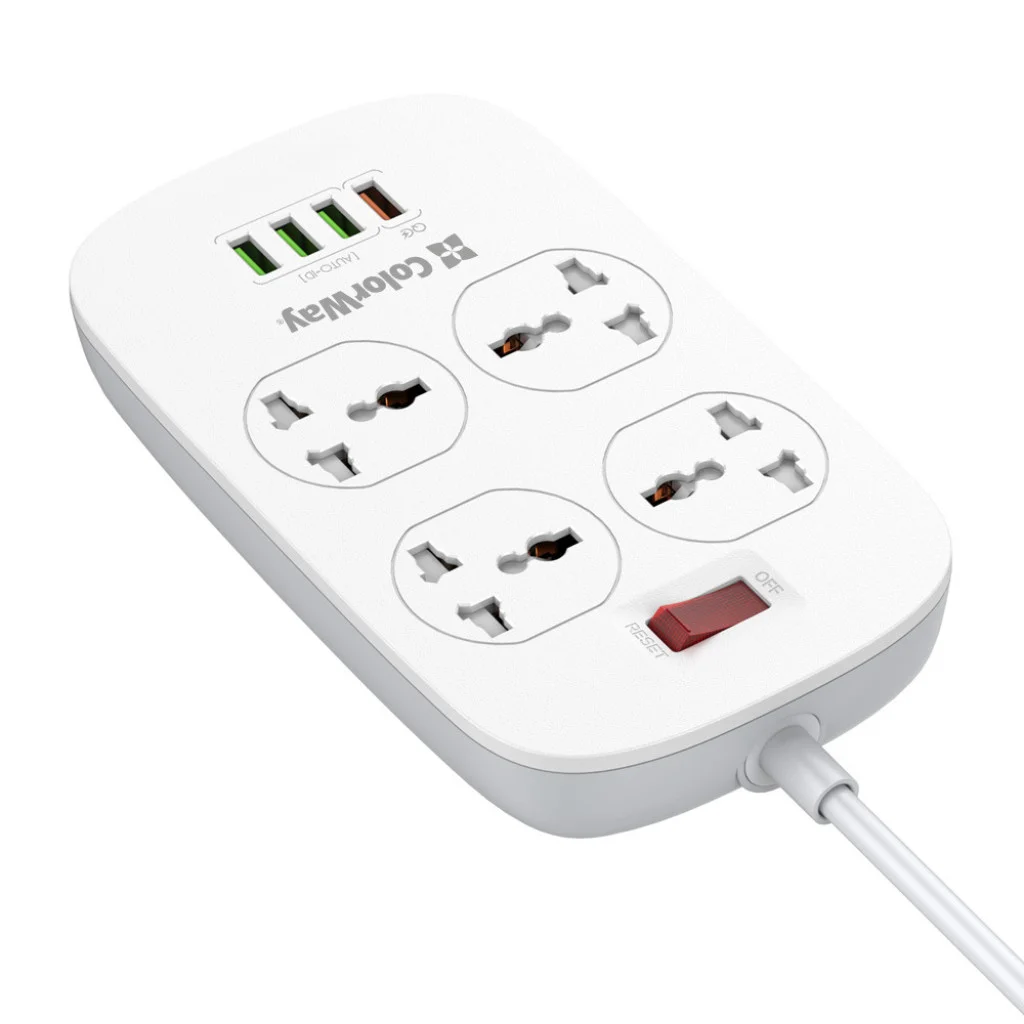 Мережевий фільтр-подовжувач СolorWay 4 розетки/4 USB White (CW-CHU44QW)