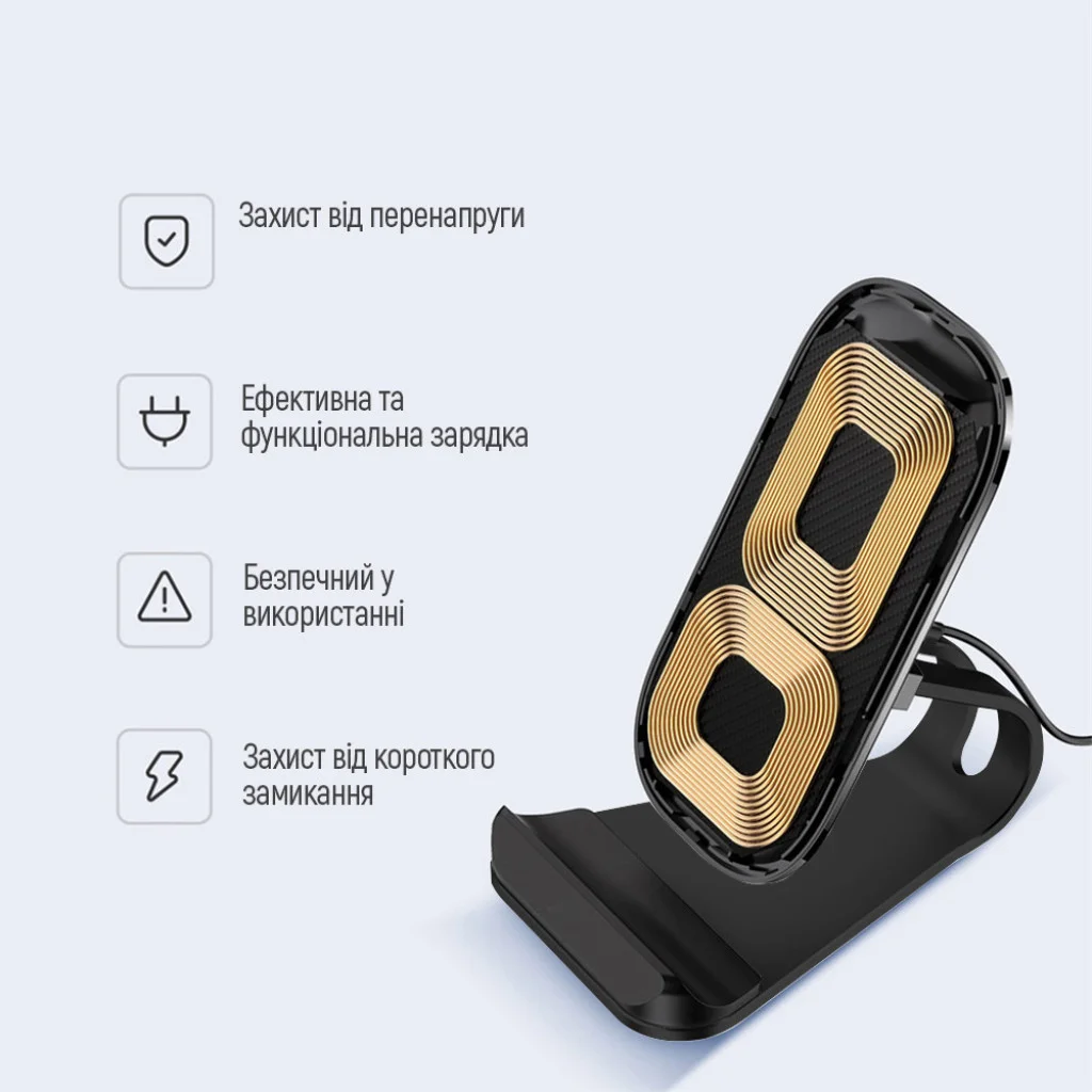 Бездротовий зарядний пристрій ColorWay Wireless Stand (10 W) Blue (CW-CHW30Q-BL)